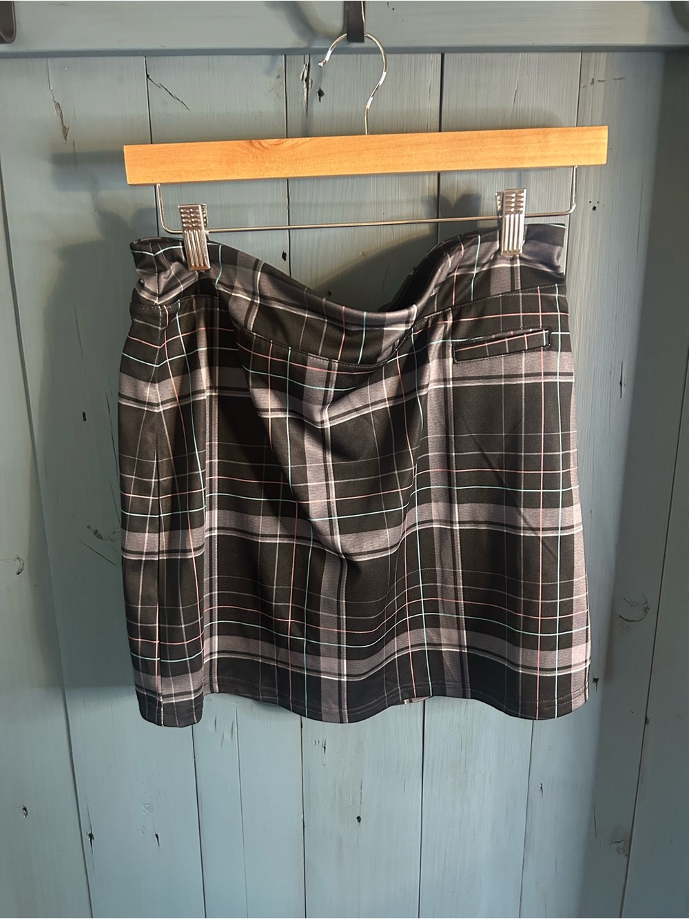 Pebble Beach Black Plaid Mini Skort with Pink & Teal Windowpane | Women’s Small